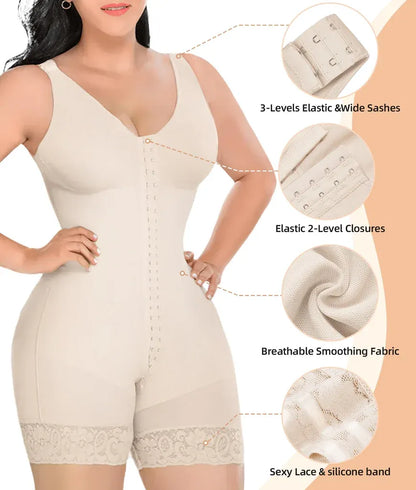 Front Hook Full Bust Mid-Thigh Shaping Shapewear